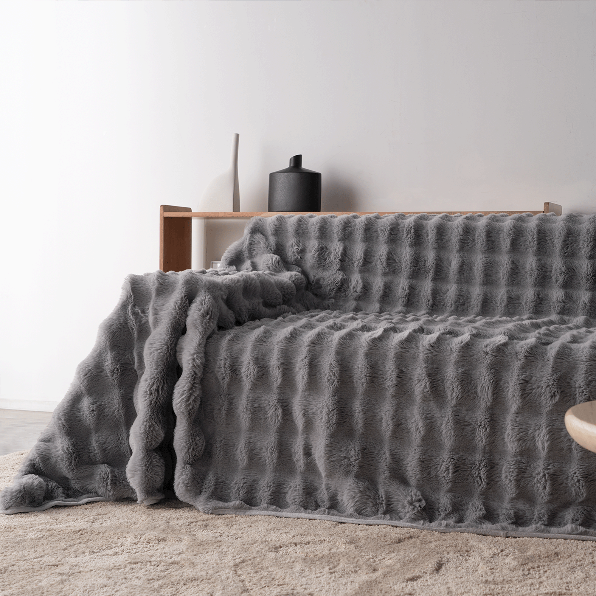 Plush Faux Rabbit Fur Sofa Cover - Limited Time Offer