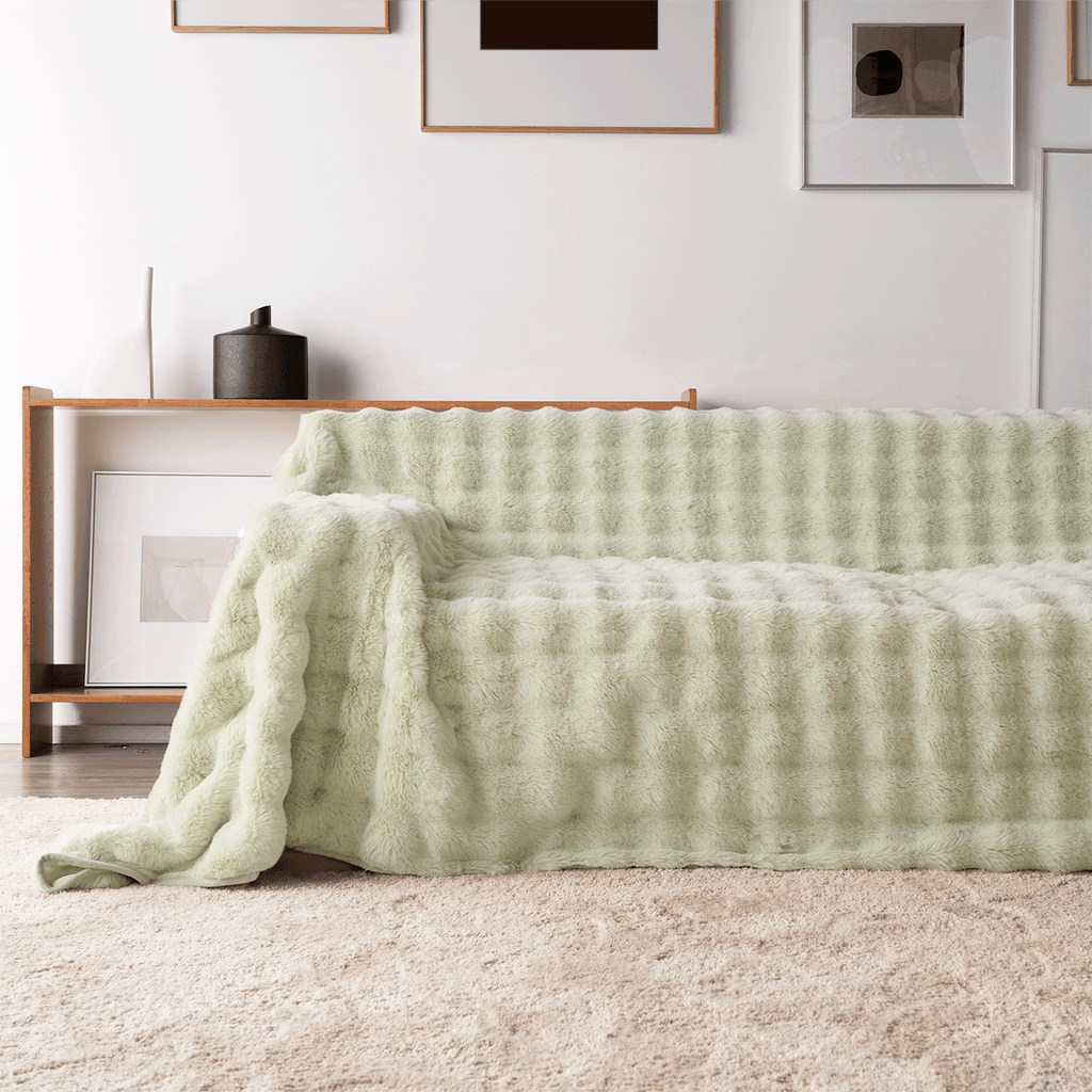 Plush Faux Rabbit Fur Sofa Cover - Limited Time Offer