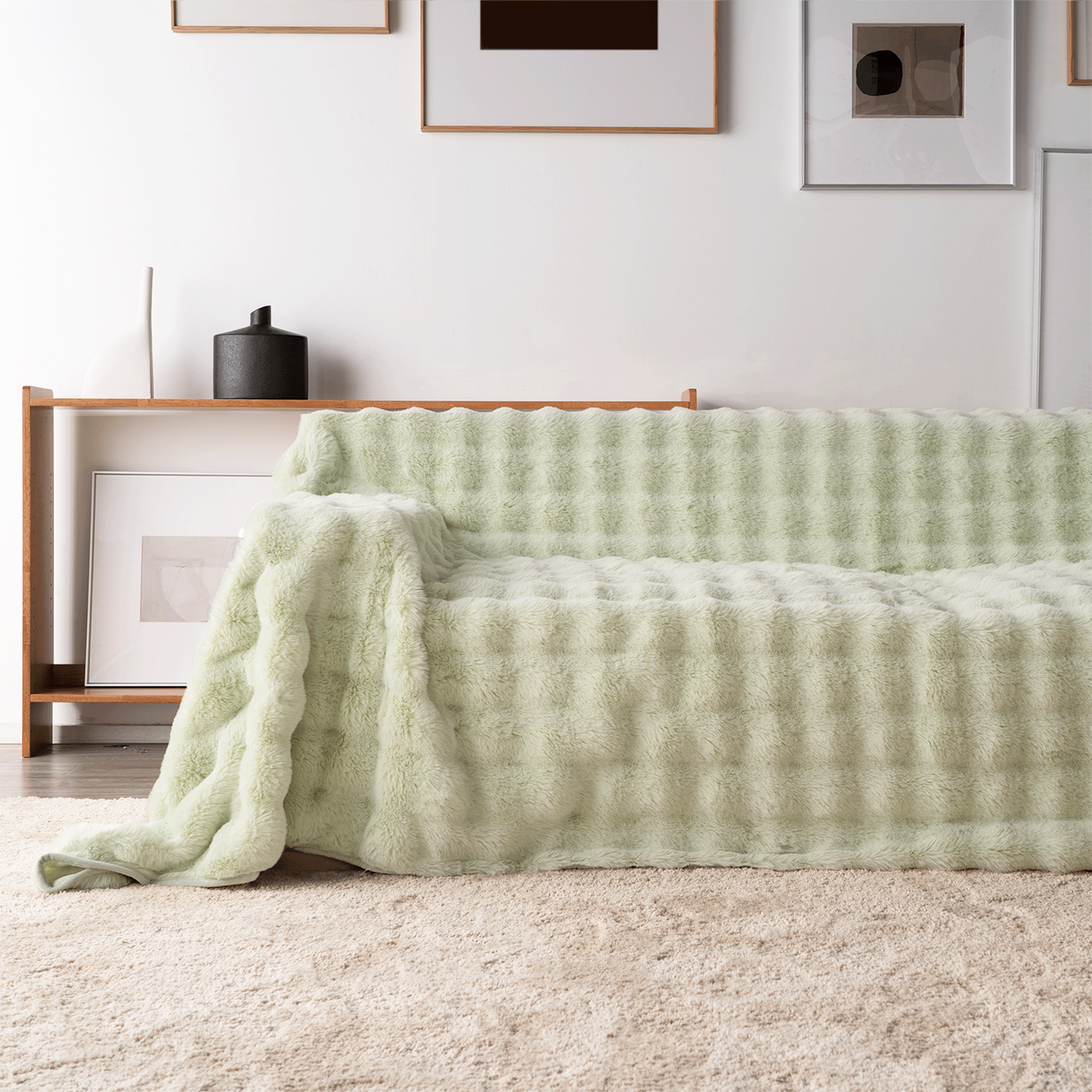Plush Faux Rabbit Fur Sofa Cover - Limited Time Offer