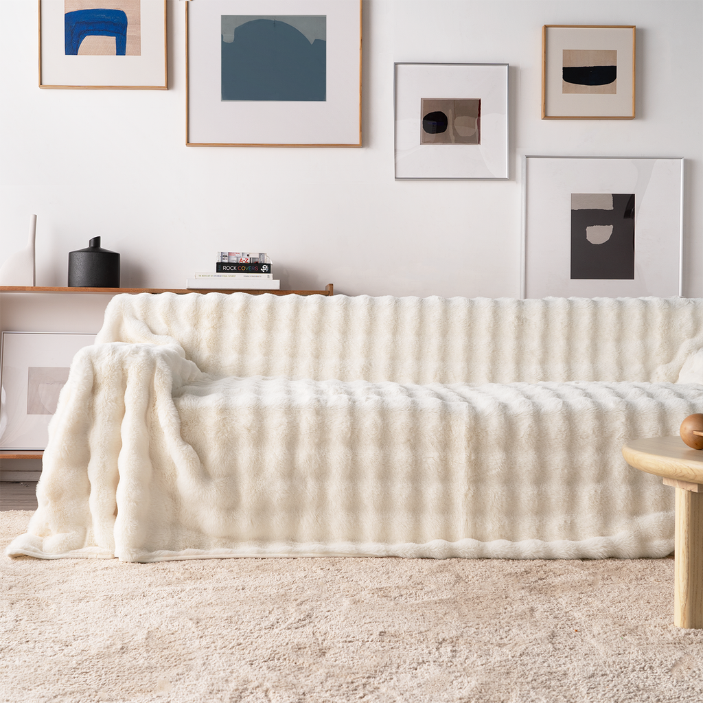 Plush Faux Rabbit Fur Sofa Cover - Limited Time Offer