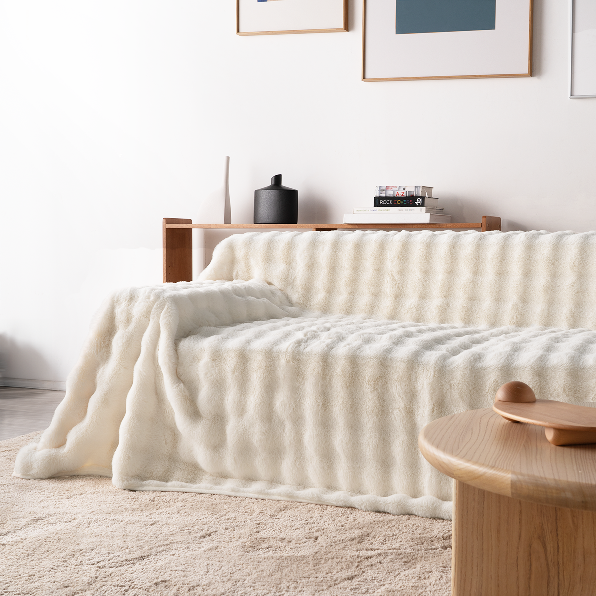 Plush Faux Rabbit Fur Sofa Cover - Limited Time Offer