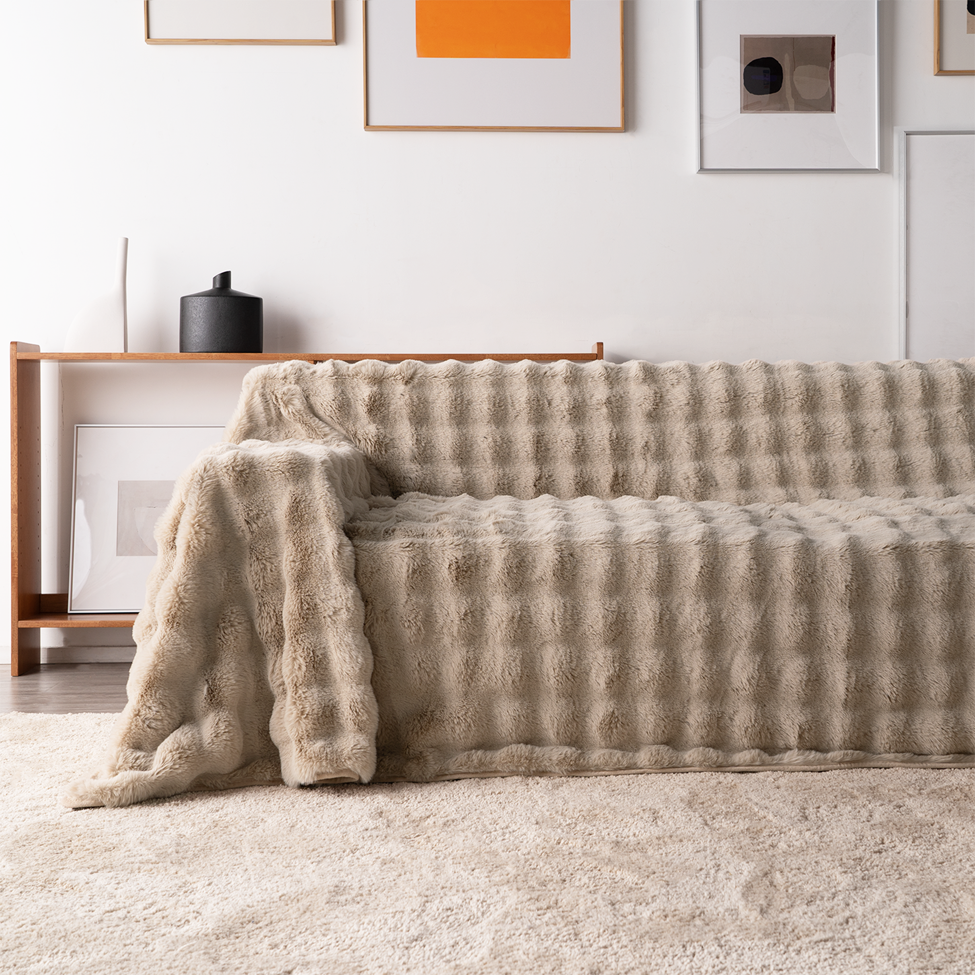 Plush Faux Rabbit Fur Sofa Cover - Limited Time Offer