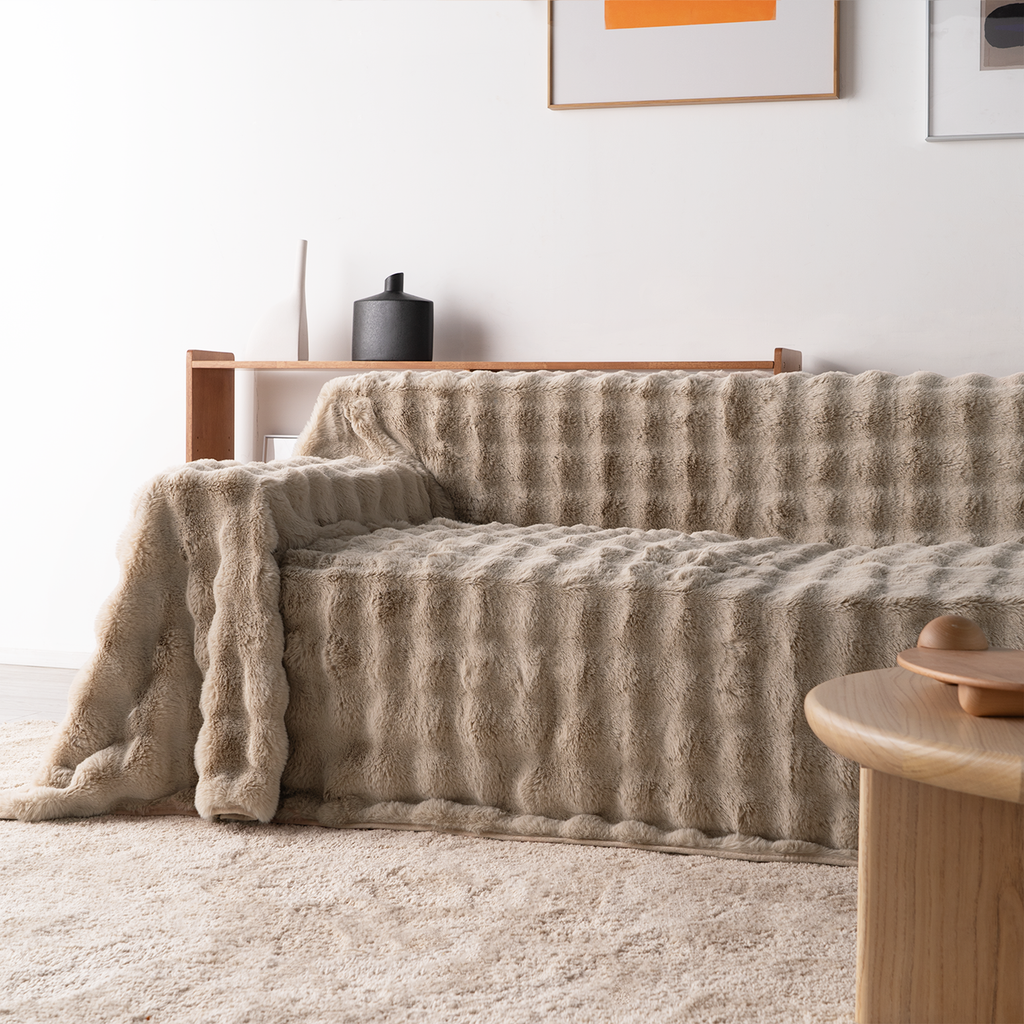 Plush Faux Rabbit Fur Sofa Cover - Limited Time Offer