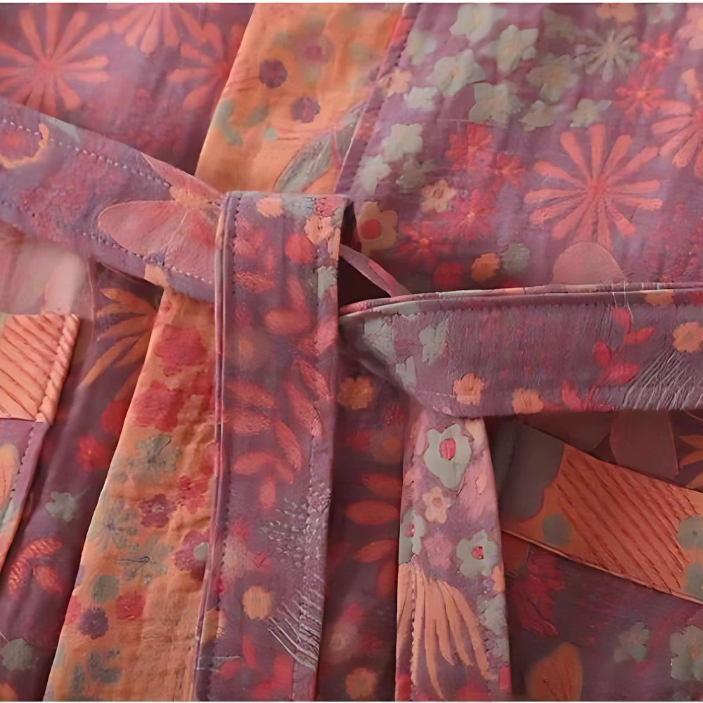 Rosewood Charm – Luxe Katoenen Badjas met Tijdloze Elegantie