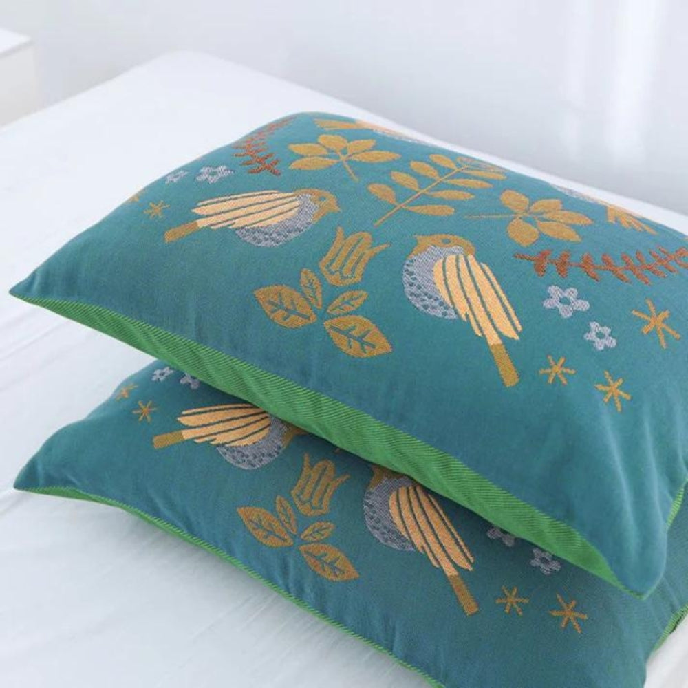 Scandinavian Bird Cotton Gauze Pillowcases (2pcs)
