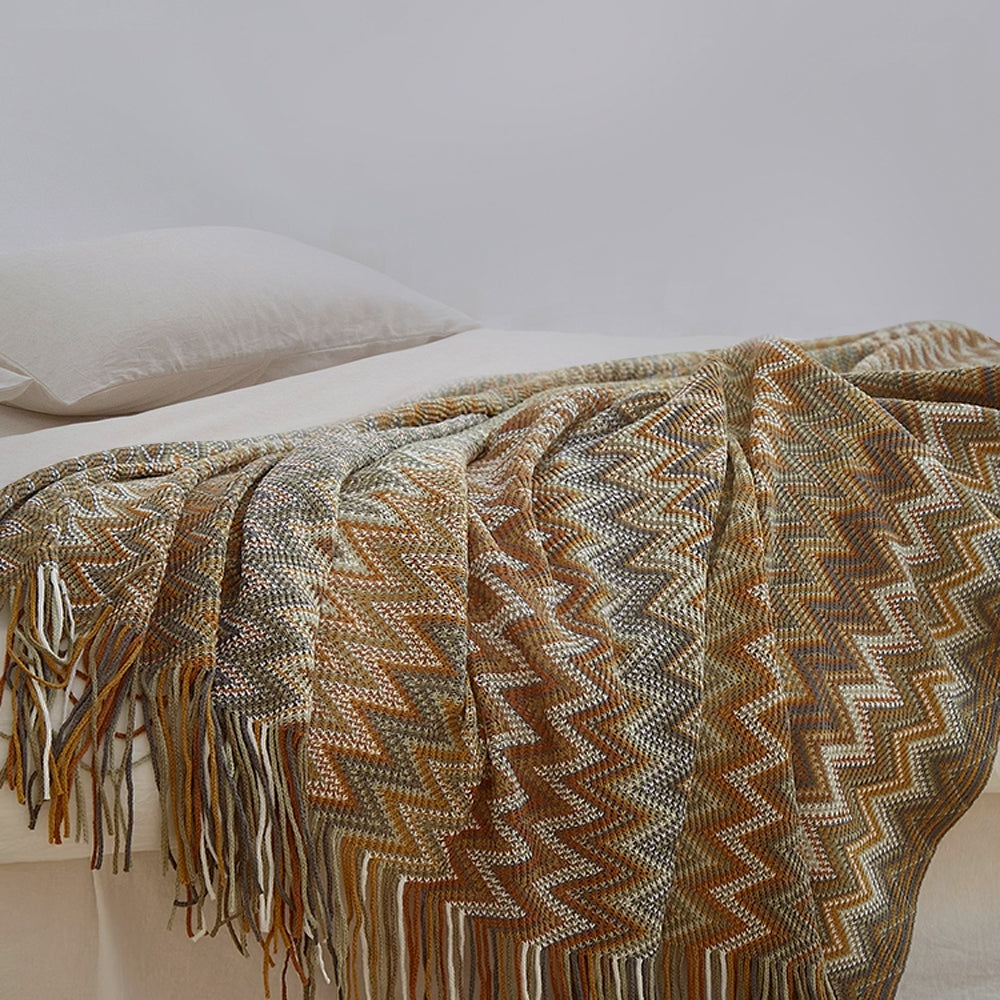 Zigzag Knit Throw Blanket