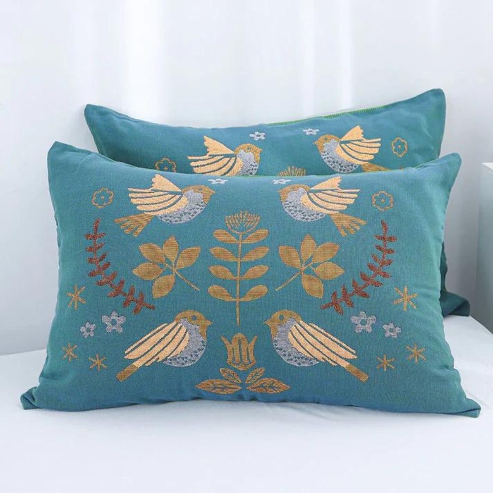 Scandinavian Bird Cotton Gauze Pillowcases (2pcs)