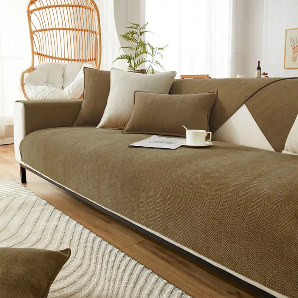 Herringbone Chenille Fabric Waterproof & Antifouling Sofa Covers
