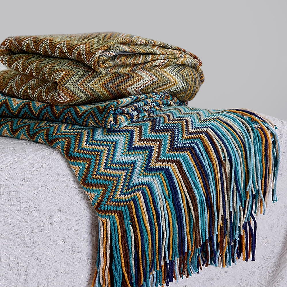 Zigzag Knit Throw Blanket