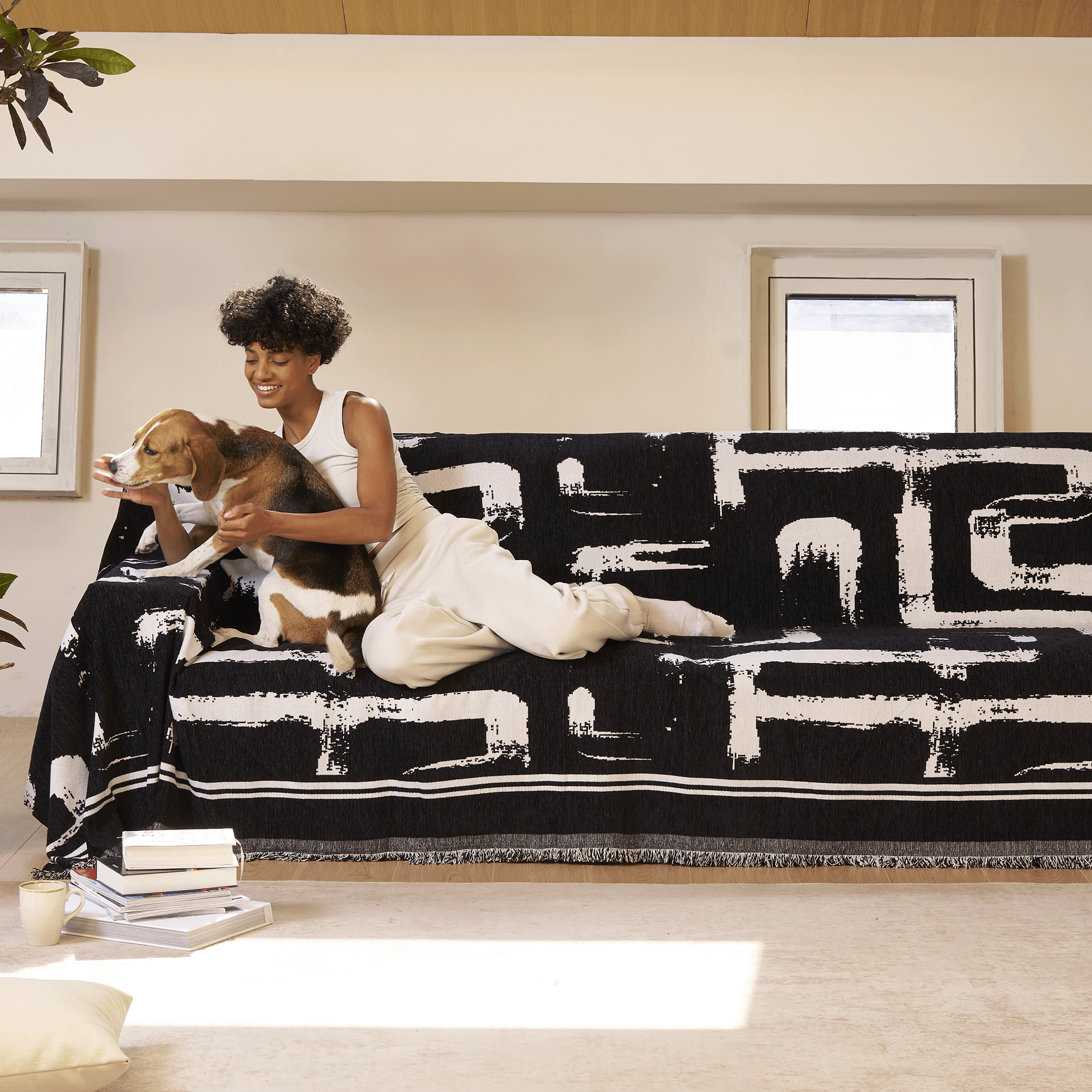 Monochrome Chic Sofa / Couch Cover