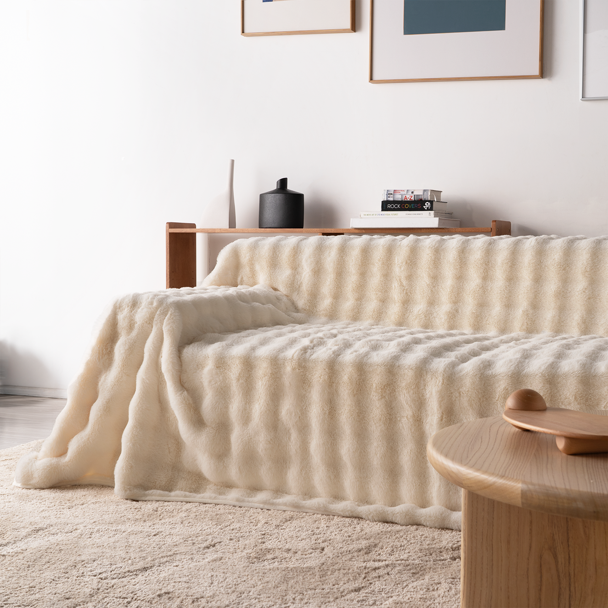 Plush Faux Rabbit Fur Sofa Cover - Limited Time Offer