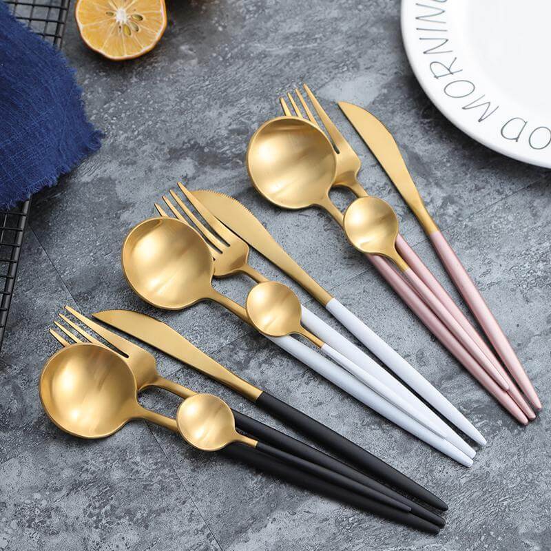 Modern Golden Flatware Sets - 24 Piece