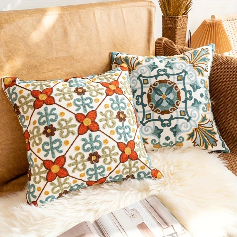 Aurae Embroidered Vintage Cushion Cover