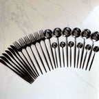 Modern Black Flatware Set - 24 Piece