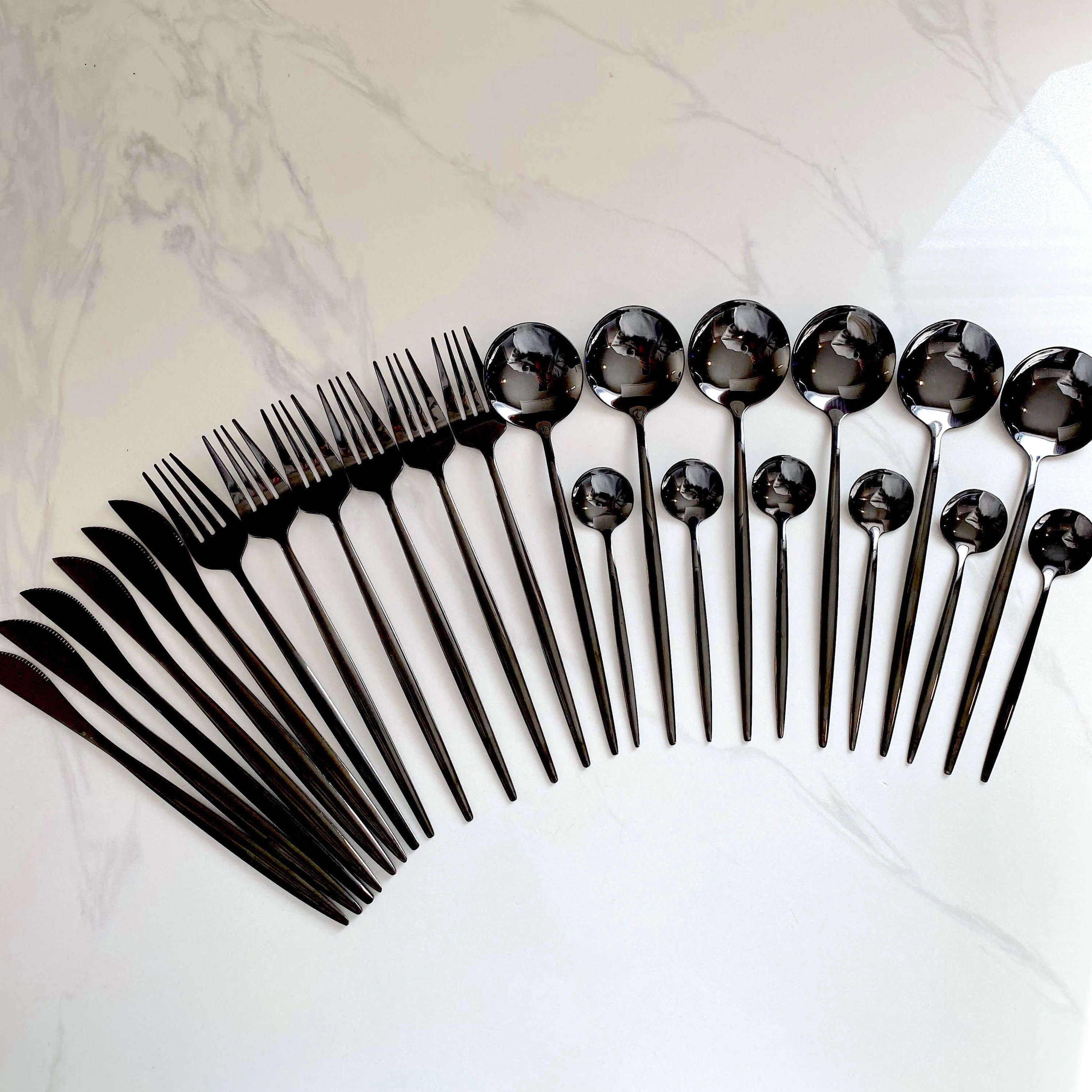 Modern Black Flatware Set - 24 Piece
