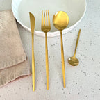 Minimalist Golden Flatware Set - 24 Piece