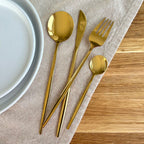 Minimalist Golden Flatware Set - 24 Piece