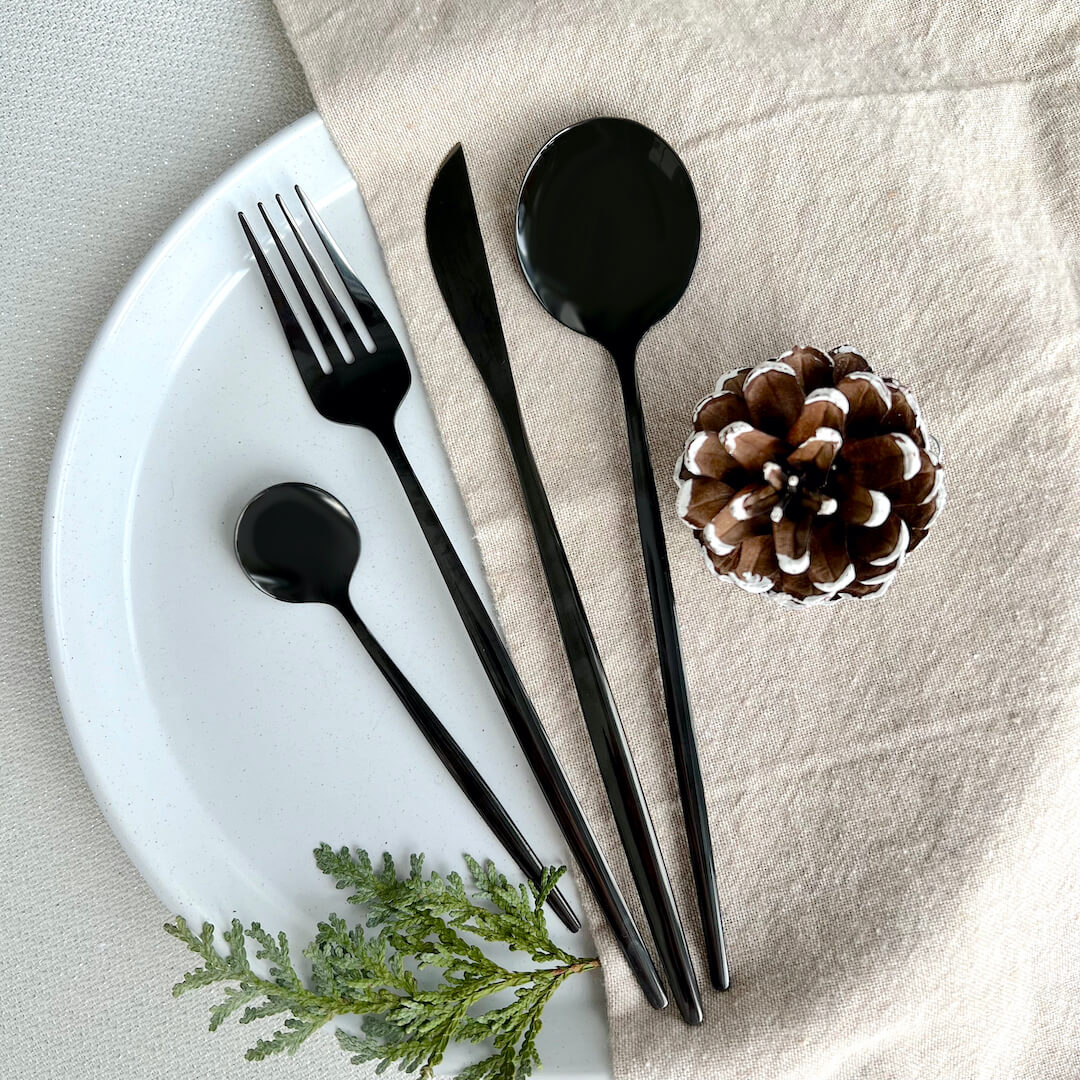 Modern Black Flatware Set - 24 Piece