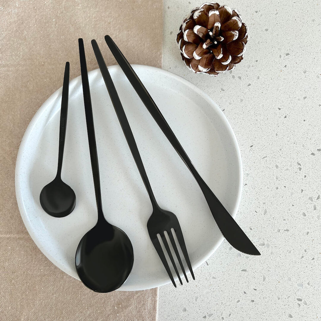 Modern Black Flatware Set - 24 Piece