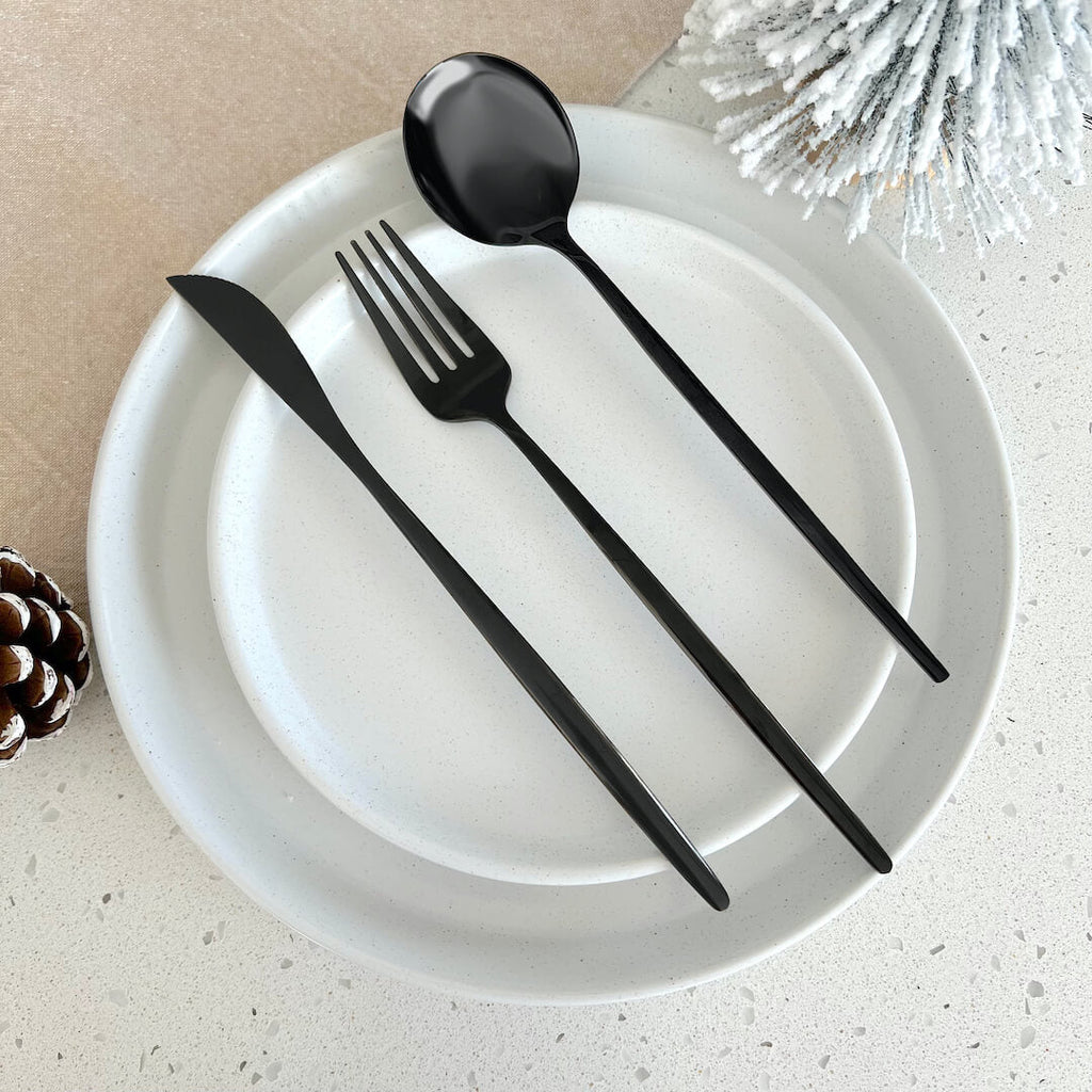 Modern Black Flatware Set - 24 Piece