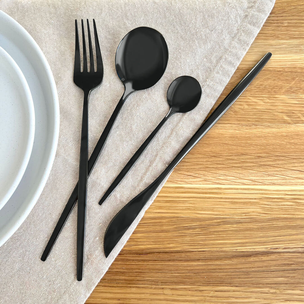 Modern Black Flatware Set - 24 Piece