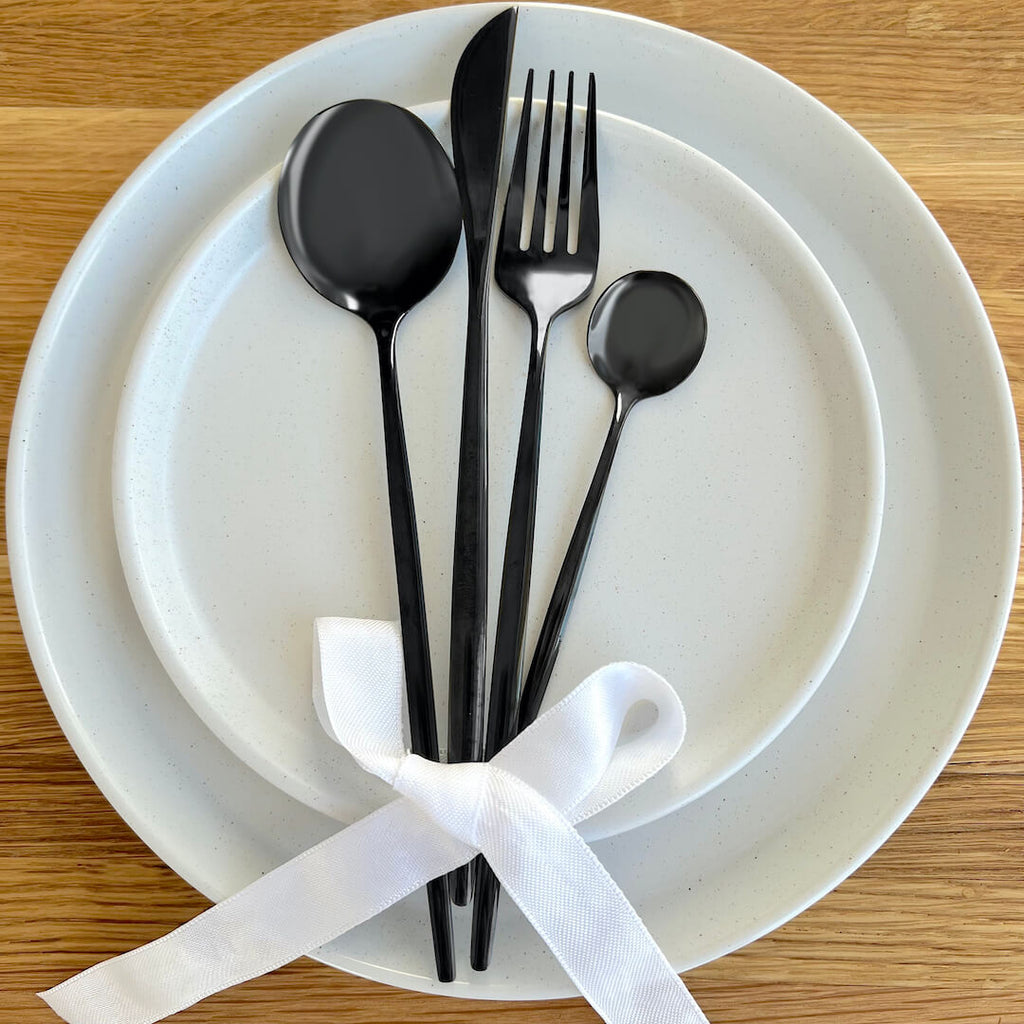 Modern Black Flatware Set - 24 Piece