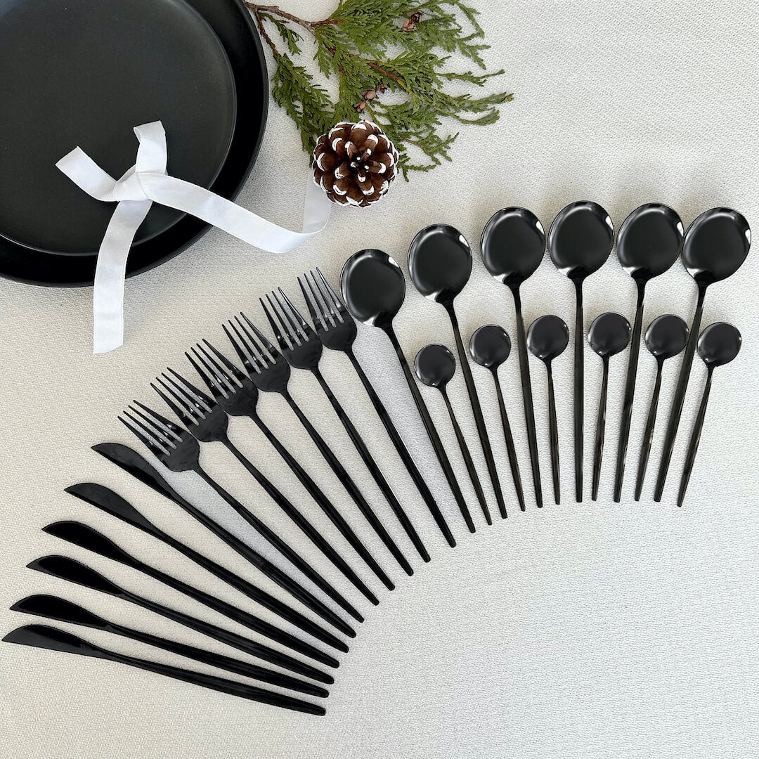 Modern Black Flatware Set - 24 Piece