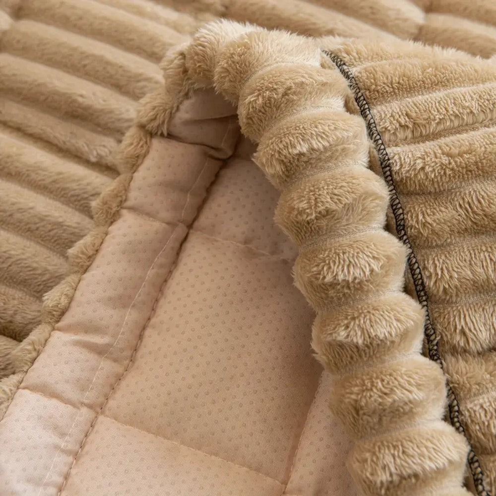 Plush Pleated Edges Couch Cover