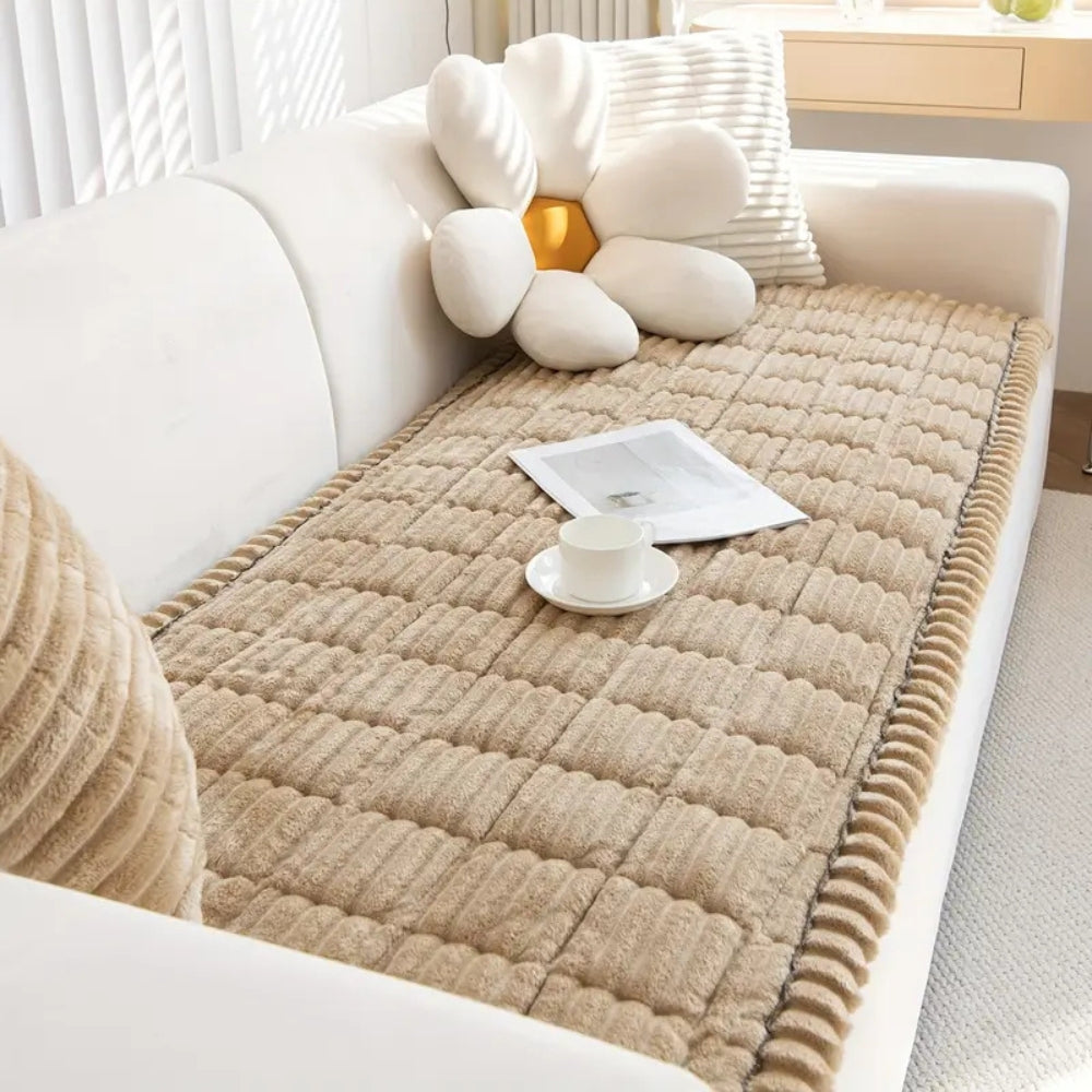 Plush Pleated Edges Couch Cover