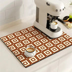 Retro Tile Design Absorbent Coffee Mat