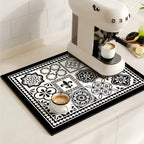 Retro Tile Design Absorbent Coffee Mat