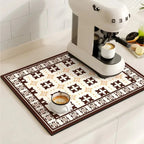 Retro Tile Design Absorbent Coffee Mat