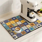 Retro Tile Design Absorbent Coffee Mat