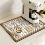 Retro Tile Design Absorbent Coffee Mat