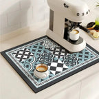 Retro Tile Design Absorbent Coffee Mat
