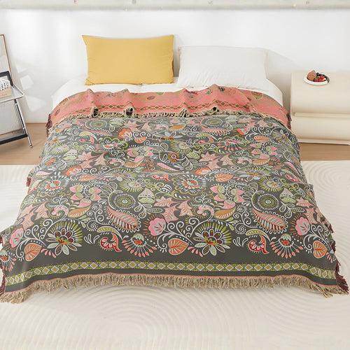 Autumn Leaf Boho Reversible Blanket