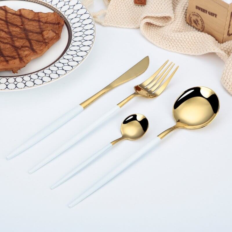 Modern Golden Flatware Sets - 24 Piece