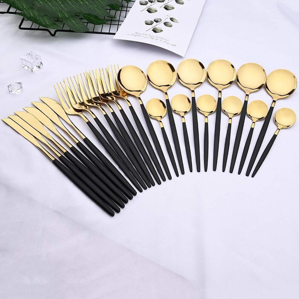 Modern Golden Flatware Sets - 24 Piece