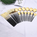 Modern Black Gold Flatware Set - 24 Piece