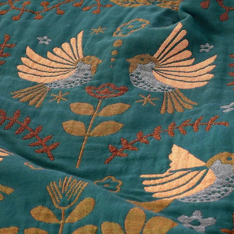 Reversible Scandinavian Bird Blanket | 100% Cotton Blanket