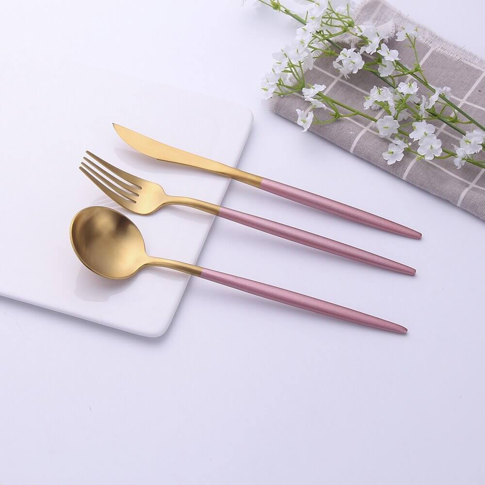Modern Golden Flatware Sets - 24 Piece