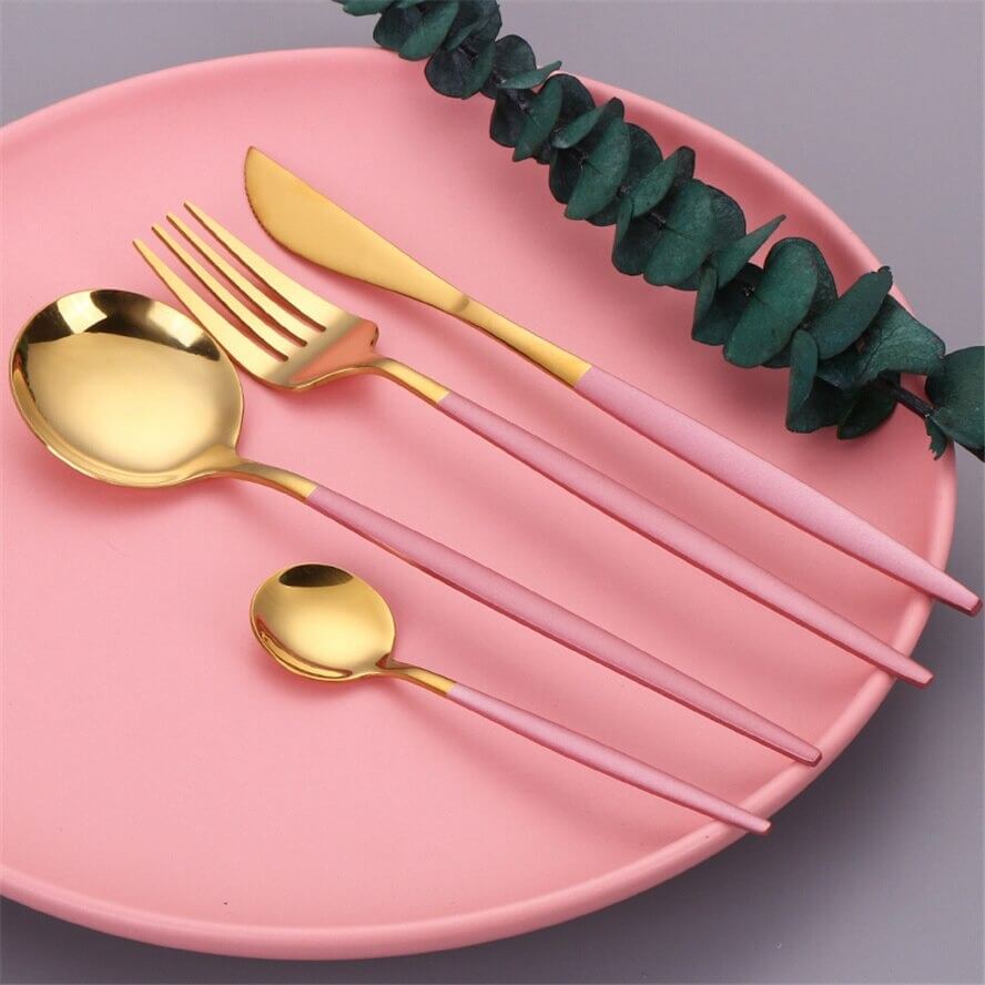 Modern Golden Flatware Sets - 24 Piece