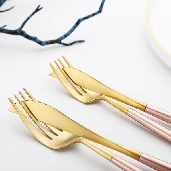 Modern Golden Flatware Sets - 24 Piece