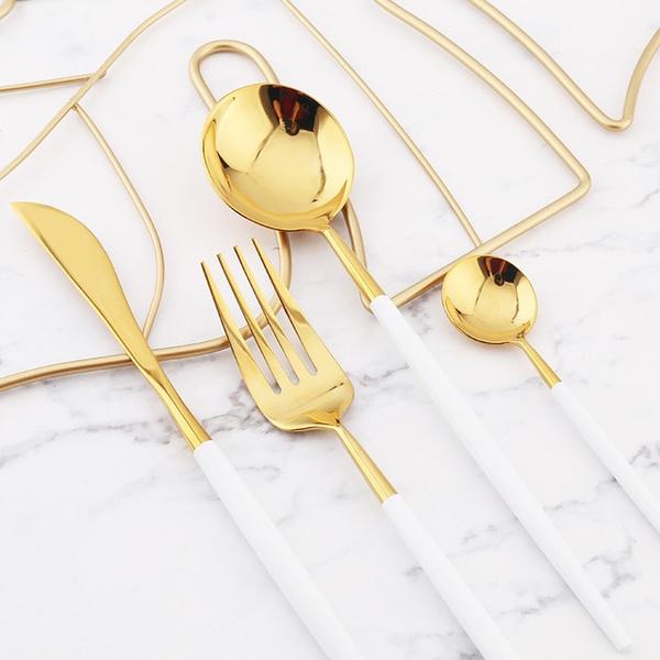 Modern Golden Flatware Sets - 24 Piece