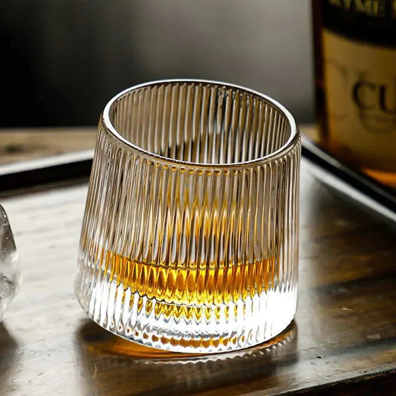 RippleGlaze – Textured Whisky Glass with Rotating Design for Elegant Sipping