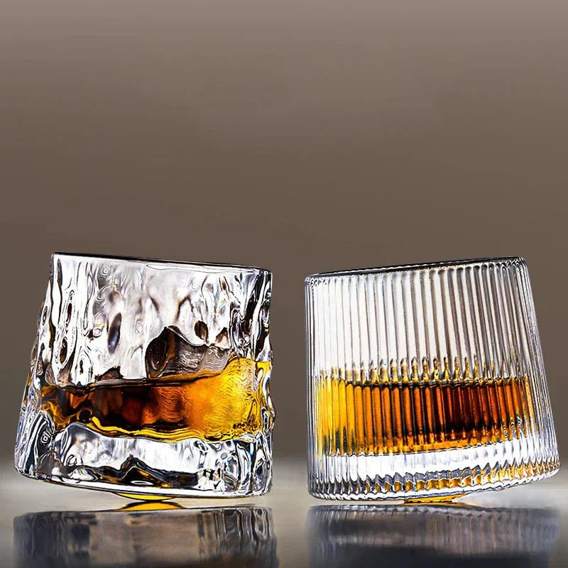RippleGlaze – Textured Whisky Glass with Rotating Design for Elegant Sipping