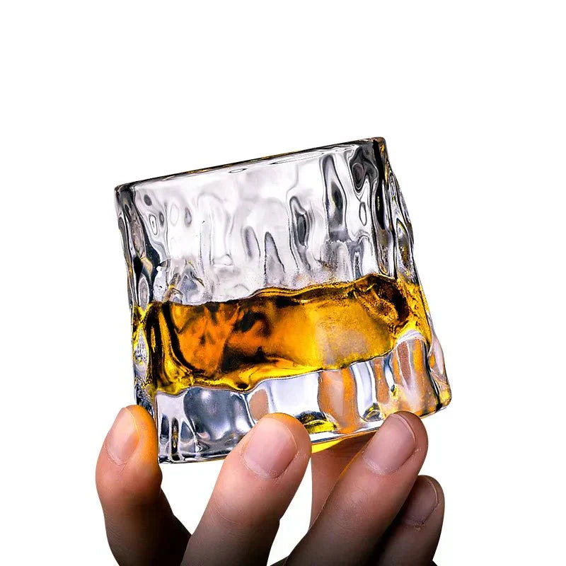 RippleGlaze – Textured Whisky Glass with Rotating Design for Elegant Sipping