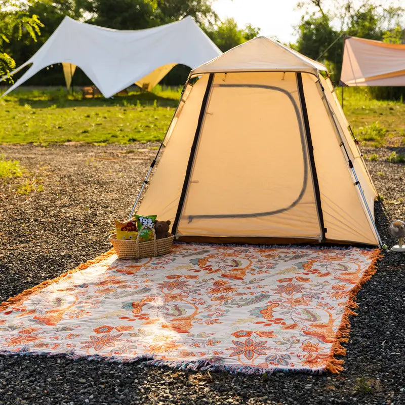 Rustic Floral Boho Blanket | 100% Cotton Floral Blanket